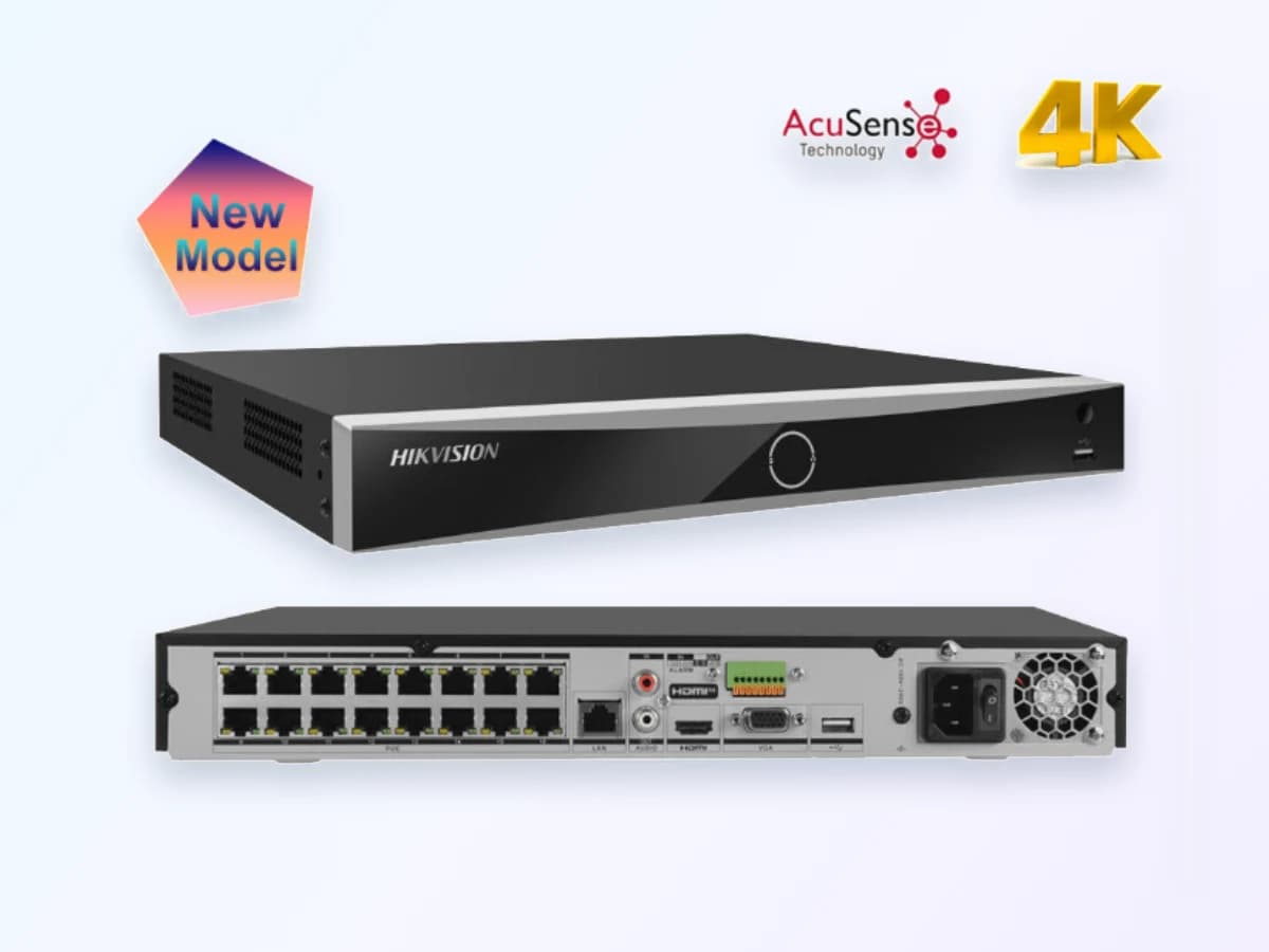 Hikvision 12MP 4K 16CH 16POE AcuSense NVR DS-7616NXI-K2/16P 2SATA Video Recorder